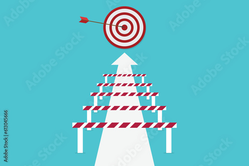 Overcoming business challenge and obstacles. Business success. Achievement and goals concept.