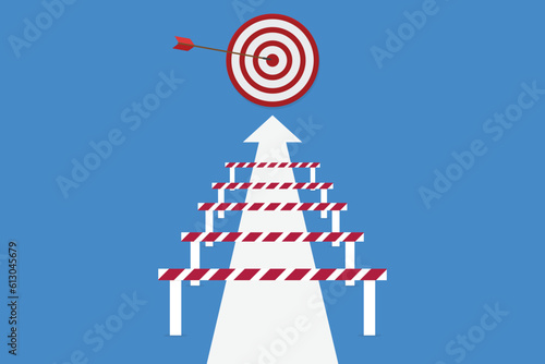 Overcoming business challenge and obstacles. Business success. Achievement and goals concept.