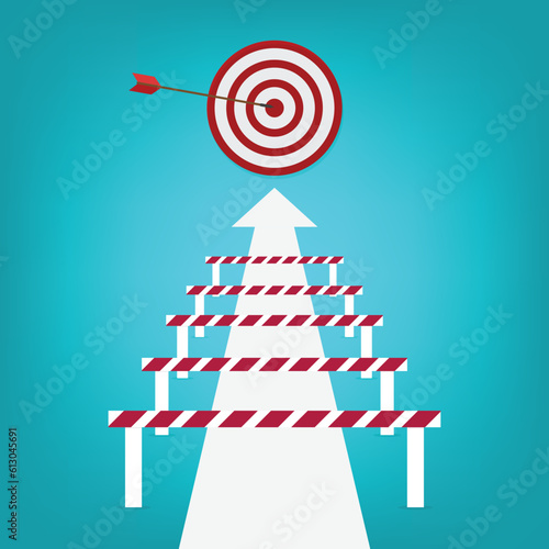 Overcoming business challenge and obstacles. Business success. Achievement and goals concept.