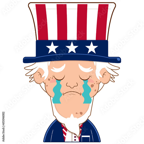uncle sam crying and scared face cartoon cute for Independence Day (US)