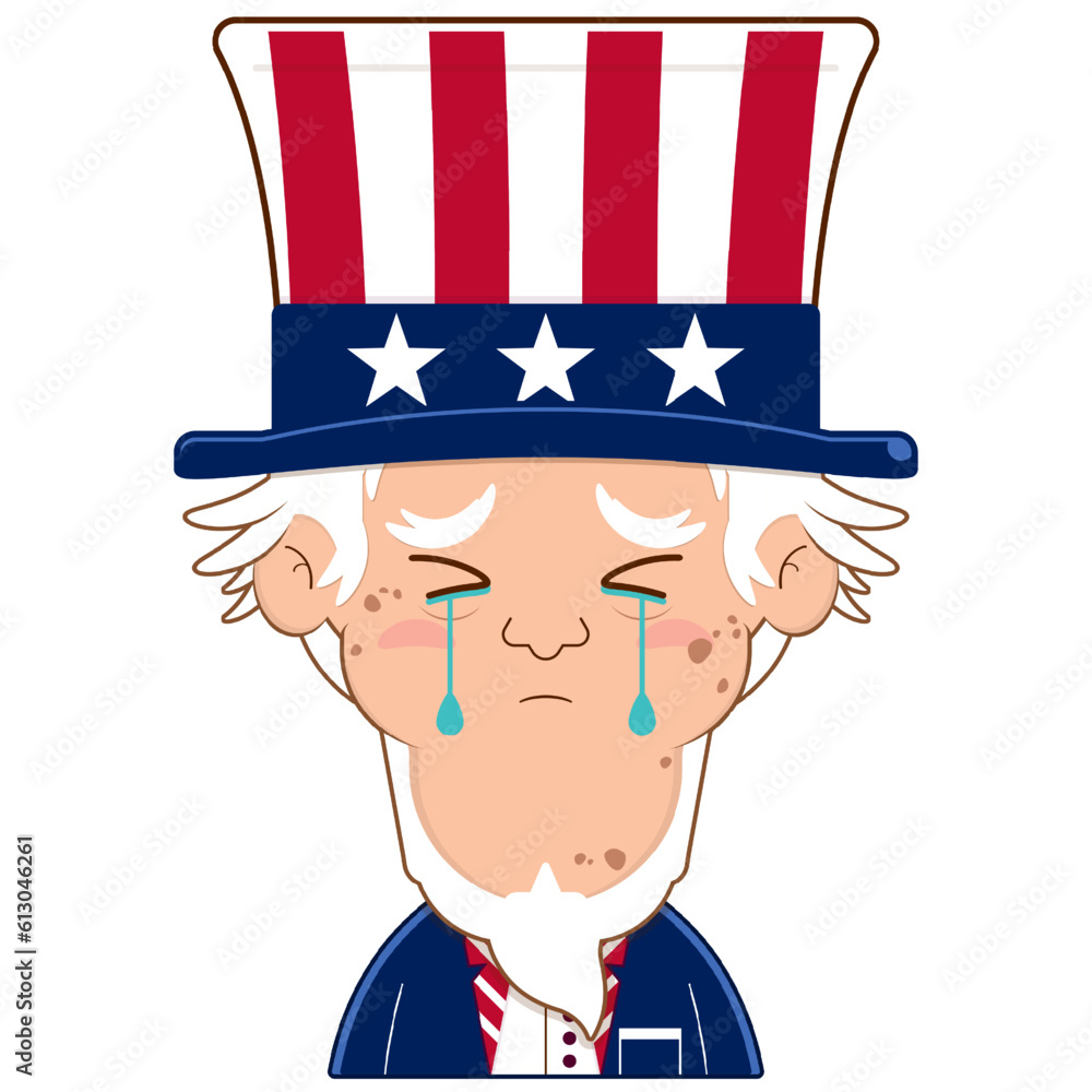 uncle sam crying and scared face cartoon cute for Independence Day (US) - obrazy, fototapety, plakaty 