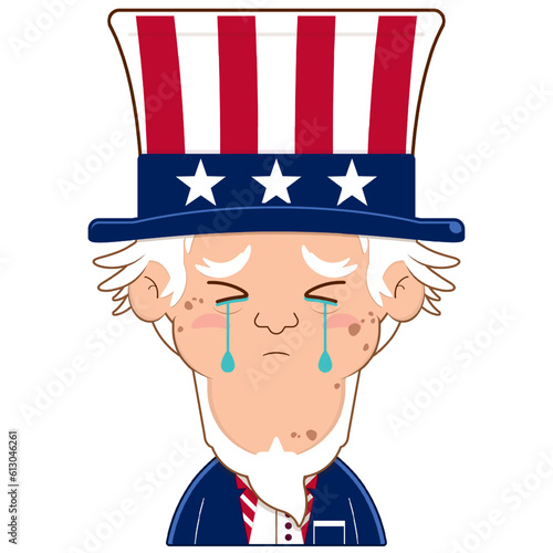 uncle sam crying and scared face cartoon cute for Independence Day (US)