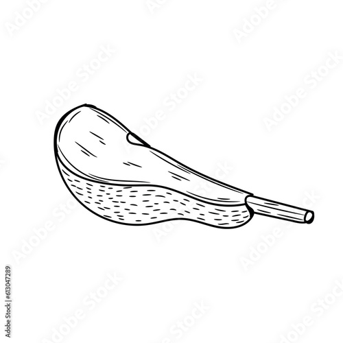 Piece of ripe pear on white background