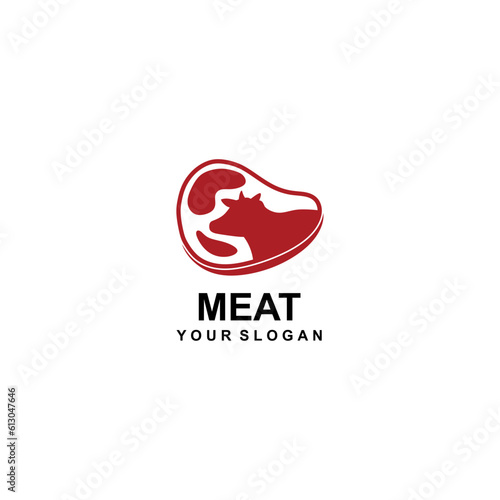 meat logo design with cow