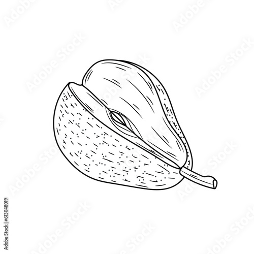 Ripe cut pear on white background