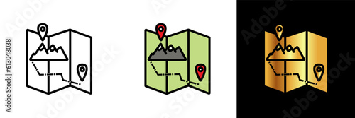 Hiking Map Icon, an icon representing a hiking map, symbolizing navigation, exploration, and adventure in the great outdoors.