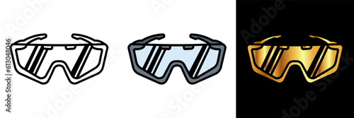 Hiking Sunglasses Icon, an icon representing hiking sunglasses, symbolizing outdoor exploration, protection from the sun, and enhanced vision during hiking adventures.
