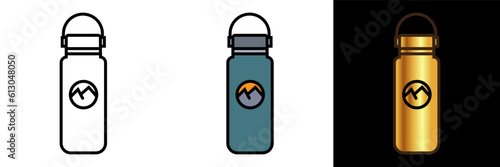 Water Bottles Icon, an icon representing water bottles, symbolizing hydration, eco-friendly choices, and outdoor activities.