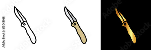 Pocket Knife Icon, an icon representing a pocketknife, symbolizing versatility, utility, and preparedness for various cutting and survival tasks.