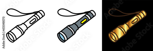 Hiking Flashlight Icon, an icon representing a hiking flashlight, symbolizing illumination and safety during outdoor adventures and hiking expeditions.