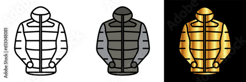 Hiking Jacket Icon, an icon representing a hiking jacket, symbolizing protection and insulation during outdoor adventures in various weather conditions.