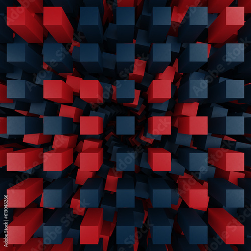 3d cube pattern background wallpaper with red and blue color