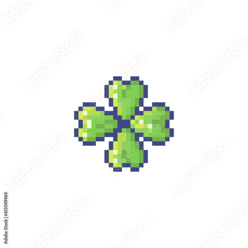 Illustration vector graphic of four leaf clover in pixel art style