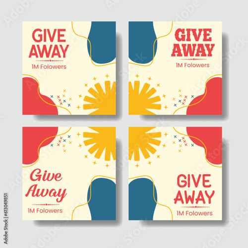 set of give away time for banner social media post