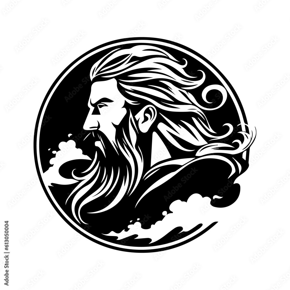Viking Odin, logo, icon, isolated on white background, vector illustration. Viking Odin, logo, icon, isolated on white background, vector illustration.