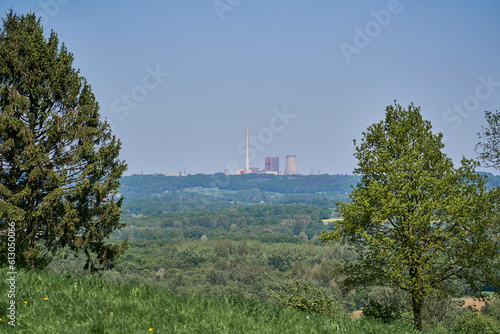 coal fired power plant producing electricity.