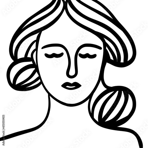 Woman face line art black and white minimal style for artwork