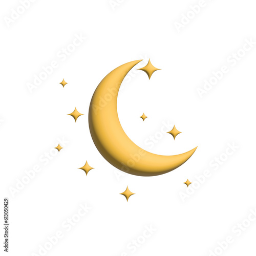 moon and stars 3d rendering  high quality