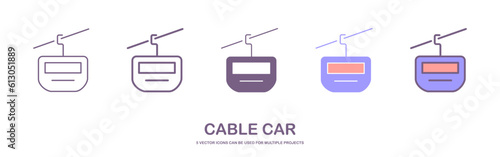 Cable car gondola line art simple icon vector. cable car icon. gondola icon vector. isolated on white background