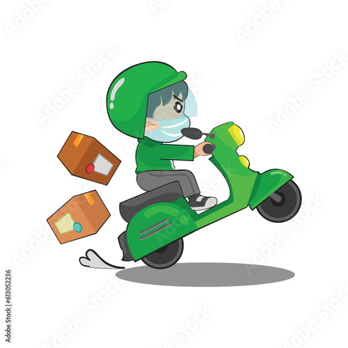 online motorcycle taxi character cartoon