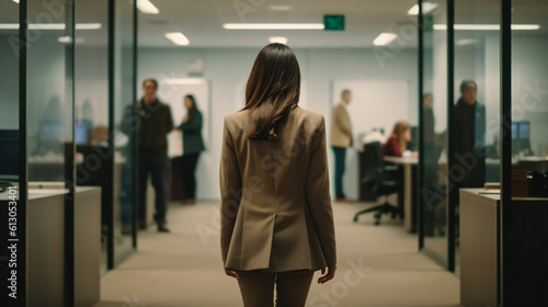 職場内を歩く女性の後ろ姿