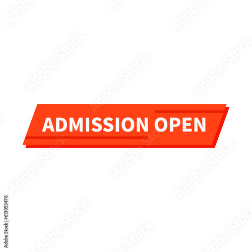 Admission Open In Orange Color With Parallelogram Rectangle Shape For Recruitment
