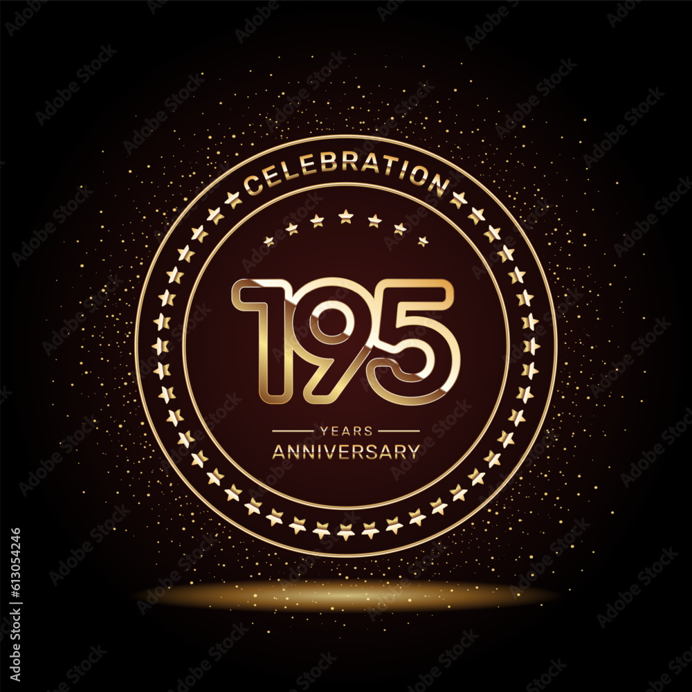 Fototapeta premium 195 year anniversary logo design with double line numbers in gold color, vector template