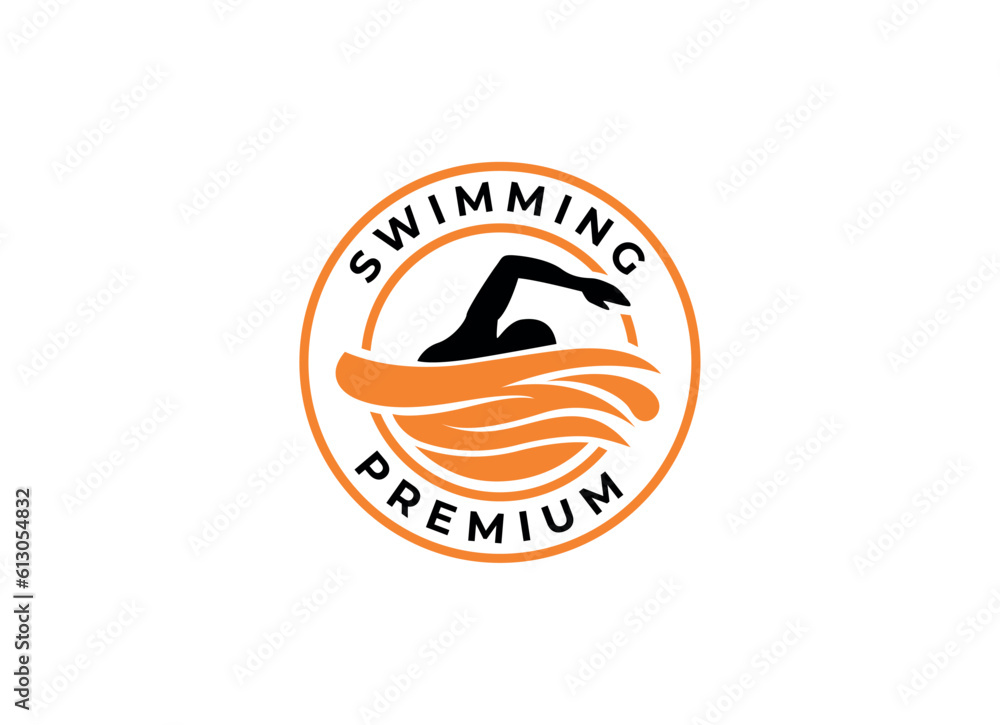 Naklejka premium Swimming Sport Label logo design inspiration