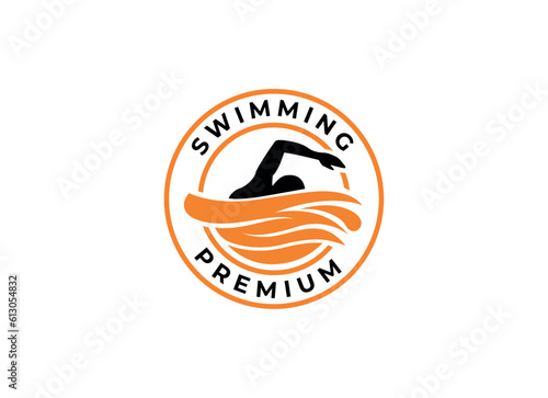 Swimming Sport Label logo design inspiration