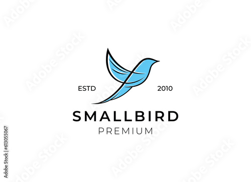 Little flying bird logo design template. 