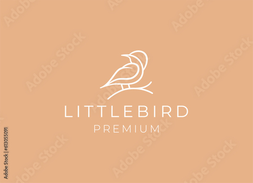 Little flying bird logo design template. 