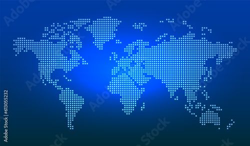 Dark Blue Digital World Map Vector Background