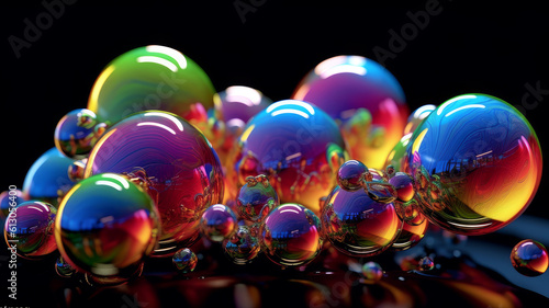 colored rainbow soap bubbles. Generative AI