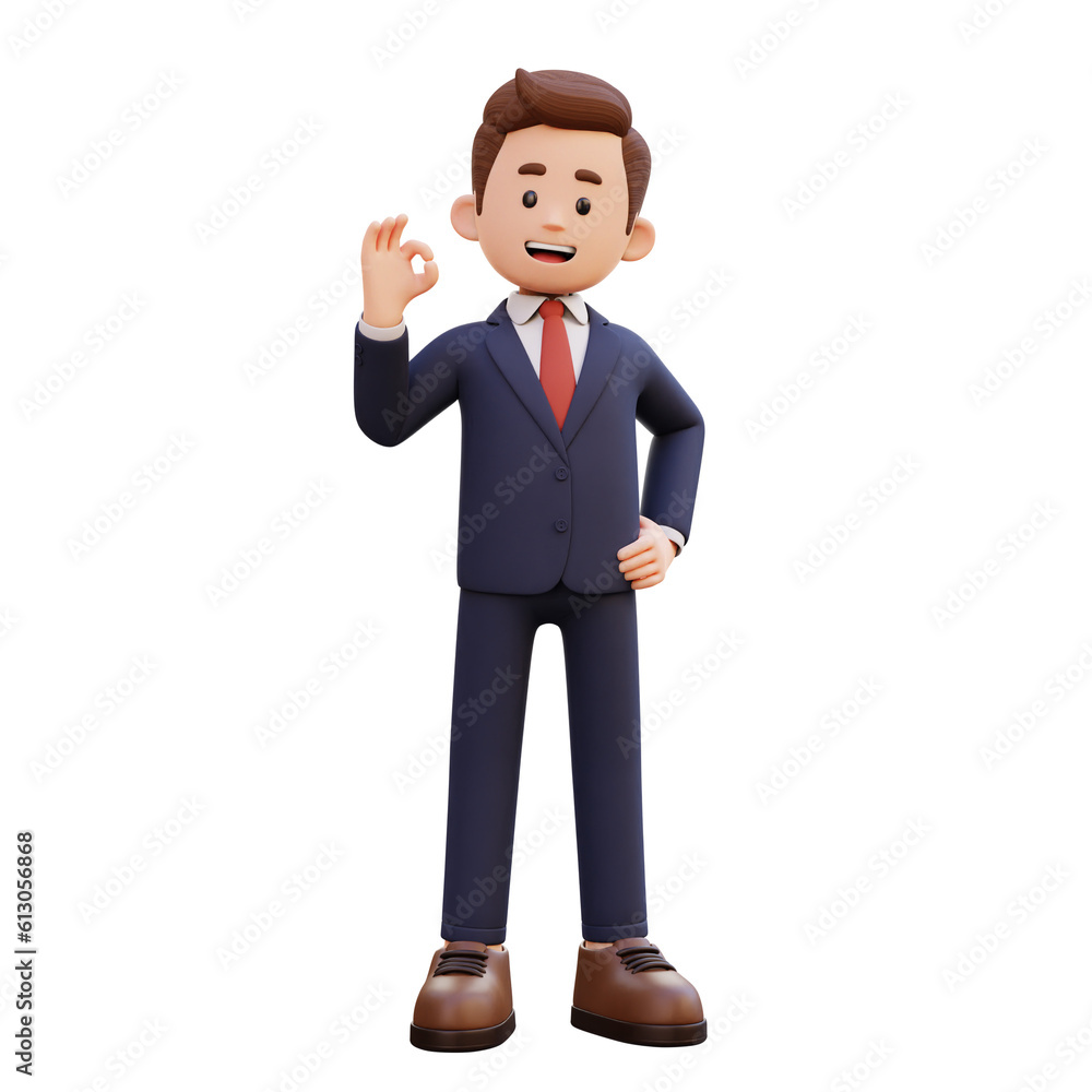 3d male character give ok sign 3d male character give ok sign