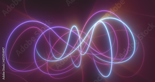 Abstract multicolored glowing bright magical energy lines on a black background