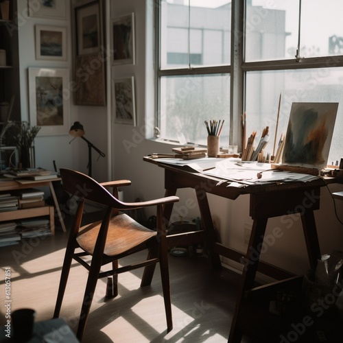 Inspiring Workspace Creative Photograph of a Comfortable and Artistic Environment