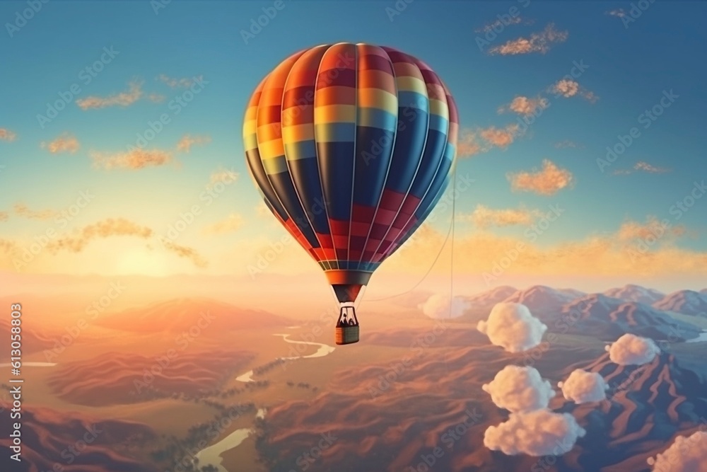 Hot air balloon in the sky, created with generative AI