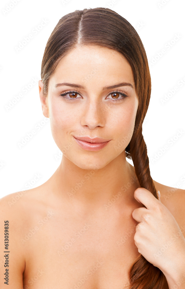 Hair care, beauty and portrait of woman with smile on isolated, png and transparent background. Salon treatment, hairstyle and face of natural female person with texture, growth and healthy shine Hair care, beauty and portrait of woman with smile on isolated, png and transparent background. Salon treatment, hairstyle and face of natural female person with texture, growth and healthy shine