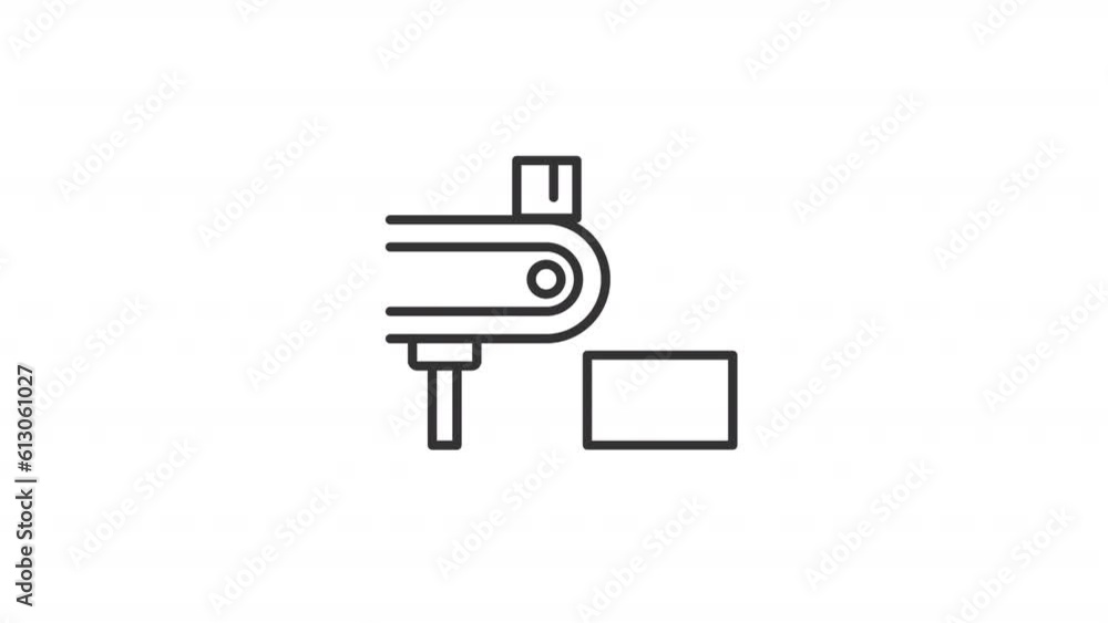 Animated industrial loader line icon. Conveyor belt animation. Factory equipment. Finished product. Parcel service. Loop HD video with alpha channel, transparent background. Outline motion graphic Animated industrial loader line icon. Conveyor belt animation. Factory equipment. Finished product. Parcel service. Loop HD video with alpha channel, transparent background. Outline motion graphic