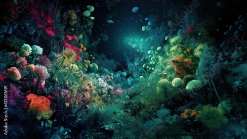 inside forth dimension, acid, trance, rave, flowers. Generative AI © Unionproject
