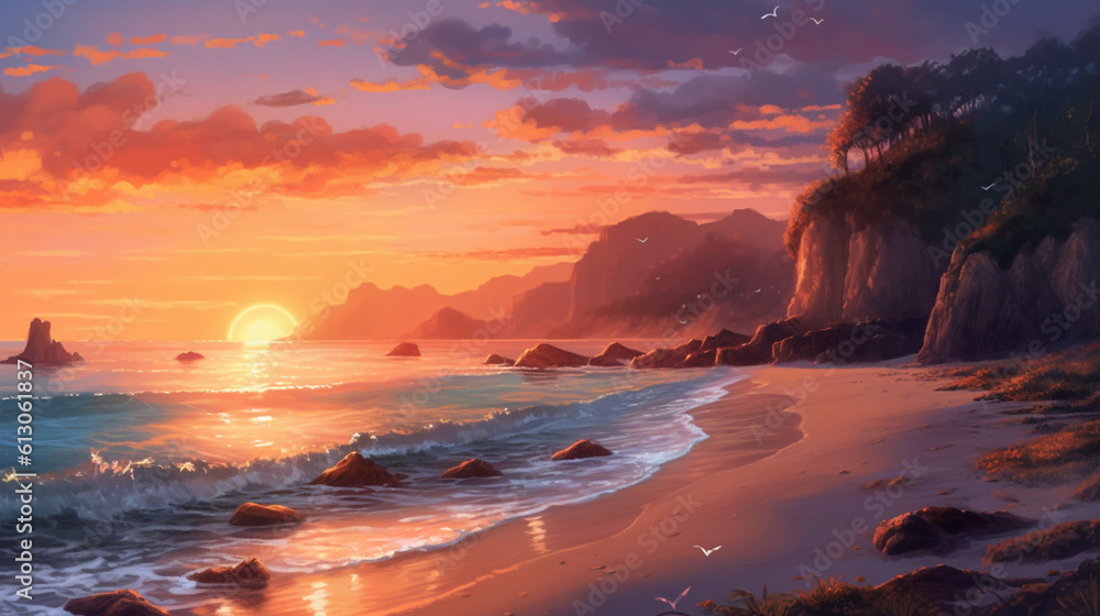 Traumhafter Strand bei Sonnenuntergang