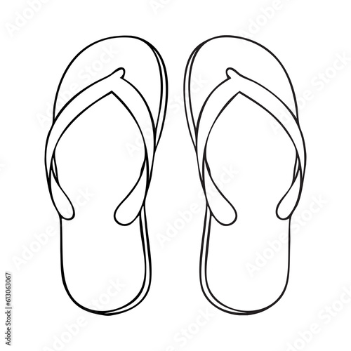 slippers line vector illustration