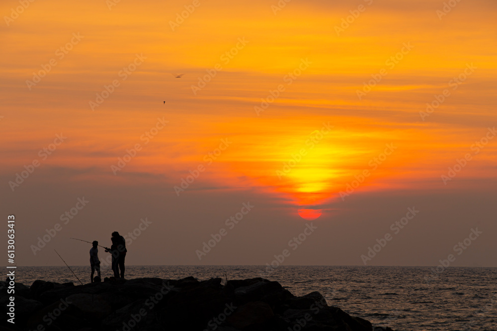 sunset and sea