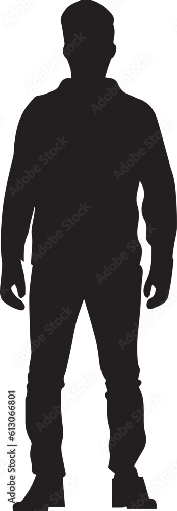 a young man standing pose vector silhouette illustration