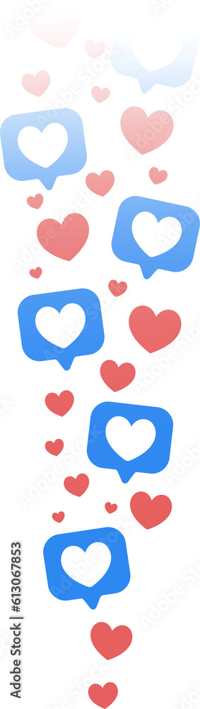 Hearts likes in live stream in social media. Flying up love reactions template Hearts likes in live stream in social media. Flying up love reactions template