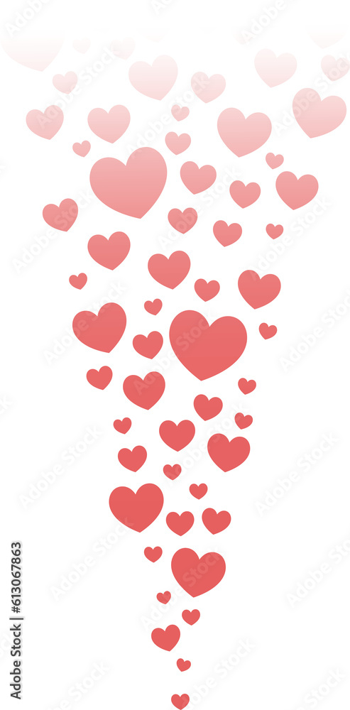 Hearts likes in live stream in social media. Flying up love reactions template