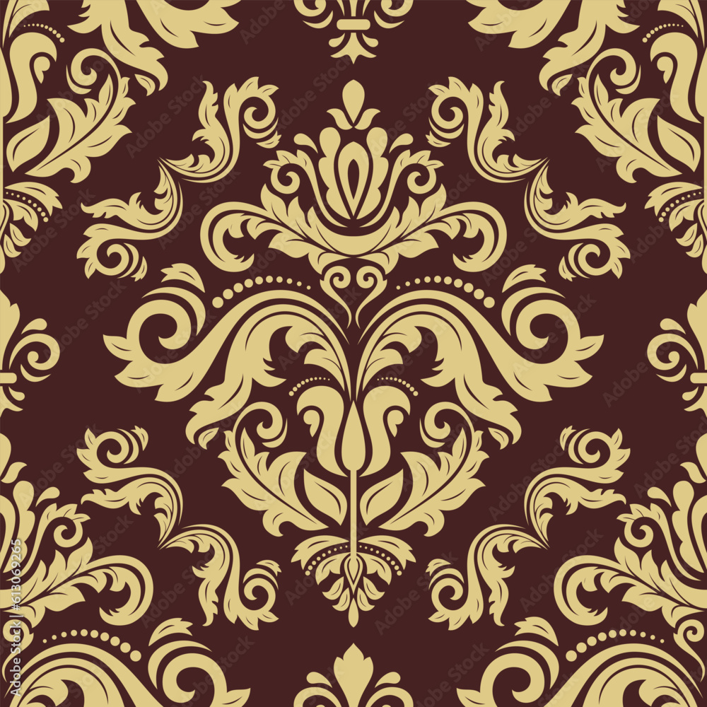 Orient vector classic pattern. Seamless abstract background with vintage elements. Orient brown and golden pattern. Ornament for wallpapers and packaging Orient vector classic pattern. Seamless abstract background with vintage elements. Orient brown and golden pattern. Ornament for wallpapers and packaging