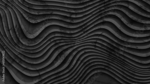 Black curved waves abstract grunge background