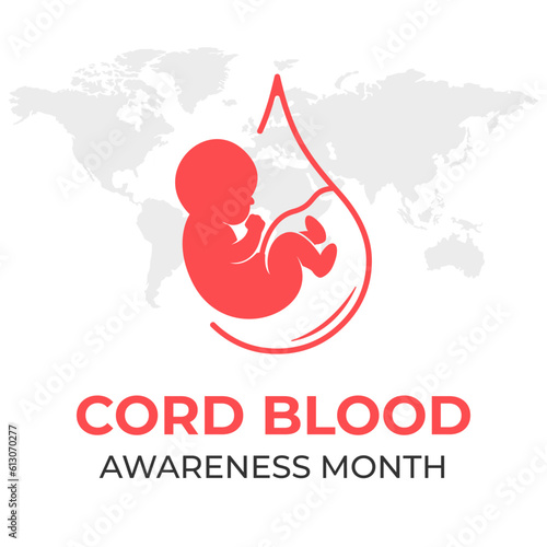 Silhouette of cord blood placenta illustration. Vector illustration for cord blood awareness month in July