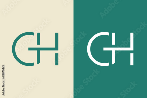 Initial GH CTH monogram logo design icon template element stock vector